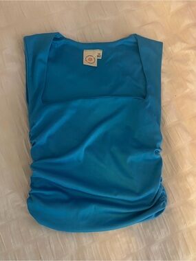 Sleeveless Square-Neck Bright Blue Top
